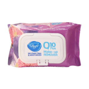 خرید دستمال مرطوب پاک کننده آرایش گلدار Q10 دافی 50 عددی با قیمت مناسب از دارولاین