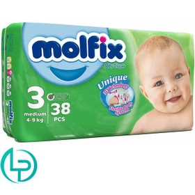 خرید پوشک مولفیکس سایز 3 بسته 38 عددی با قیمت مناسب از دارولاین